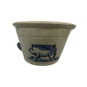 Rowe Pottery Works Salt Glazed Stoneware Crock w/Spout & Handle, Vintage 80's